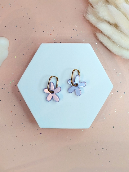 Boucles d'oreilles pampilles fleurs asymétriques