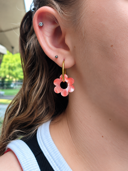 Boucles d'oreilles pampilles fleurs à motifs